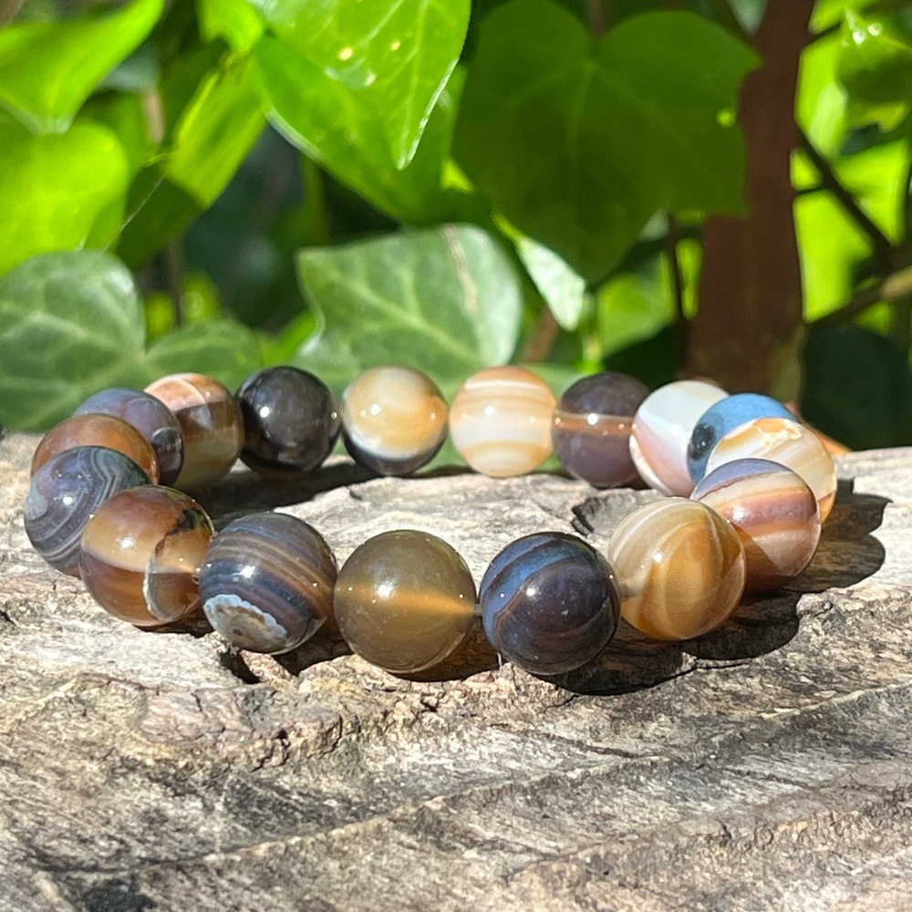 12mm Botswana agate bracelet‎ stretchable